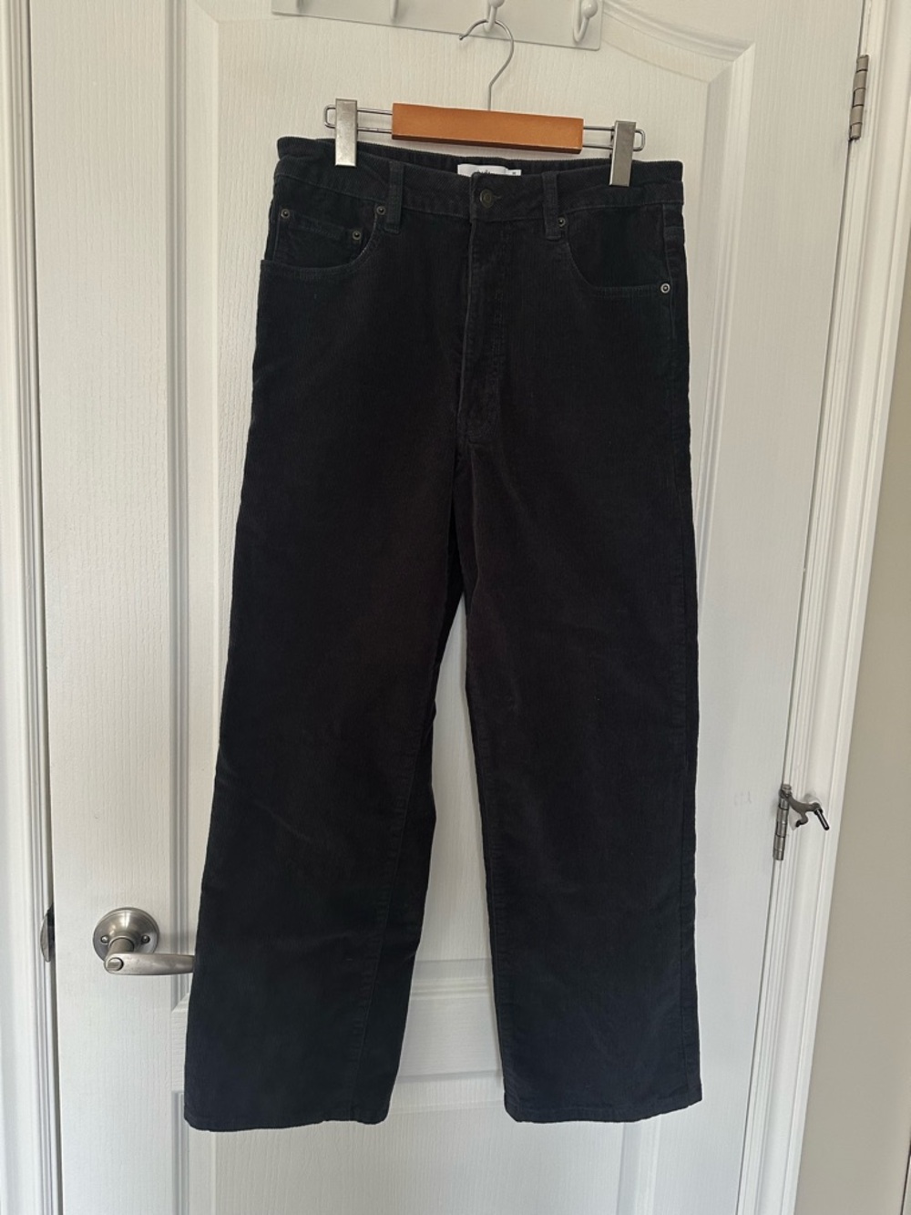Women’s Twik Vintage Style High Waist Slate Grey Corduroy Straight Leg Pant 90s